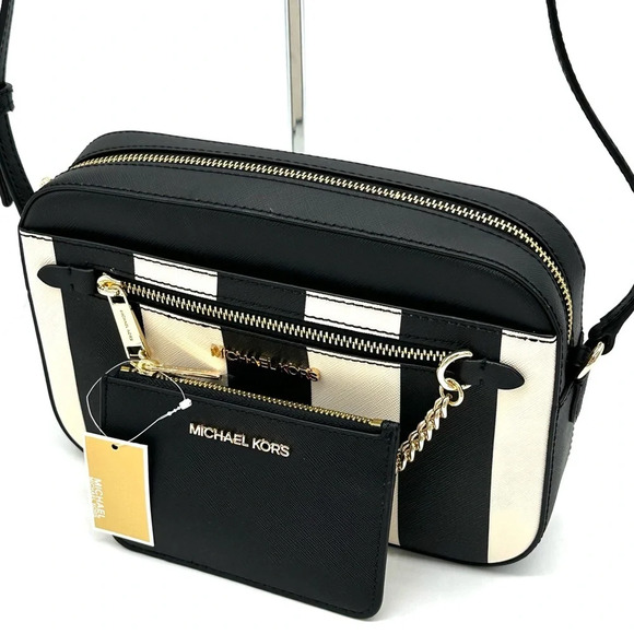 Michael Kors Large EW Zip Chain Xbody Crossbody Bag & TZ Coinpouch w/ID Black - Picture 12 of 15
